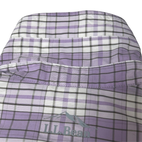 LL Bean Utility Shirt Top Blouse Nylon Fishing Hunting Hiking Lavender Plaid - Picture 11 of 15